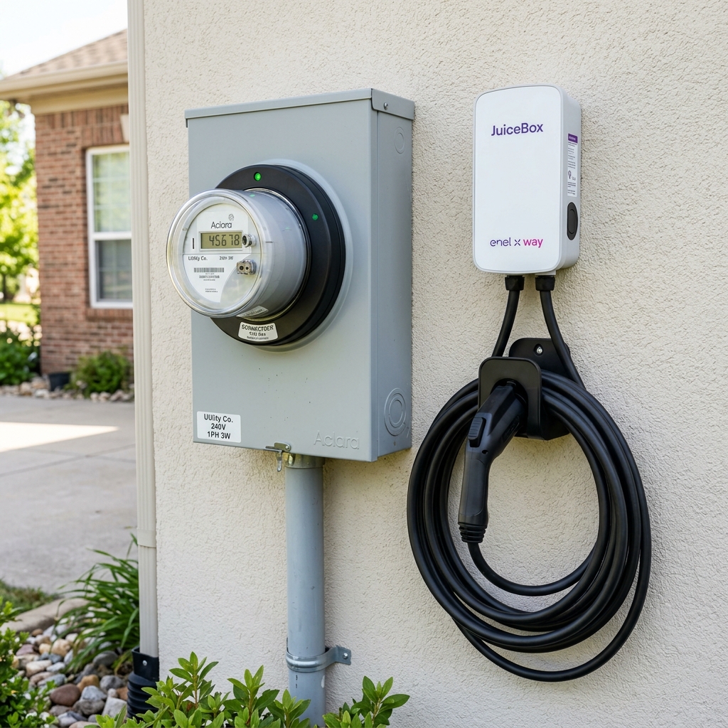 ConnectDER Meter Socket Adapter collar mounted behind electric meter