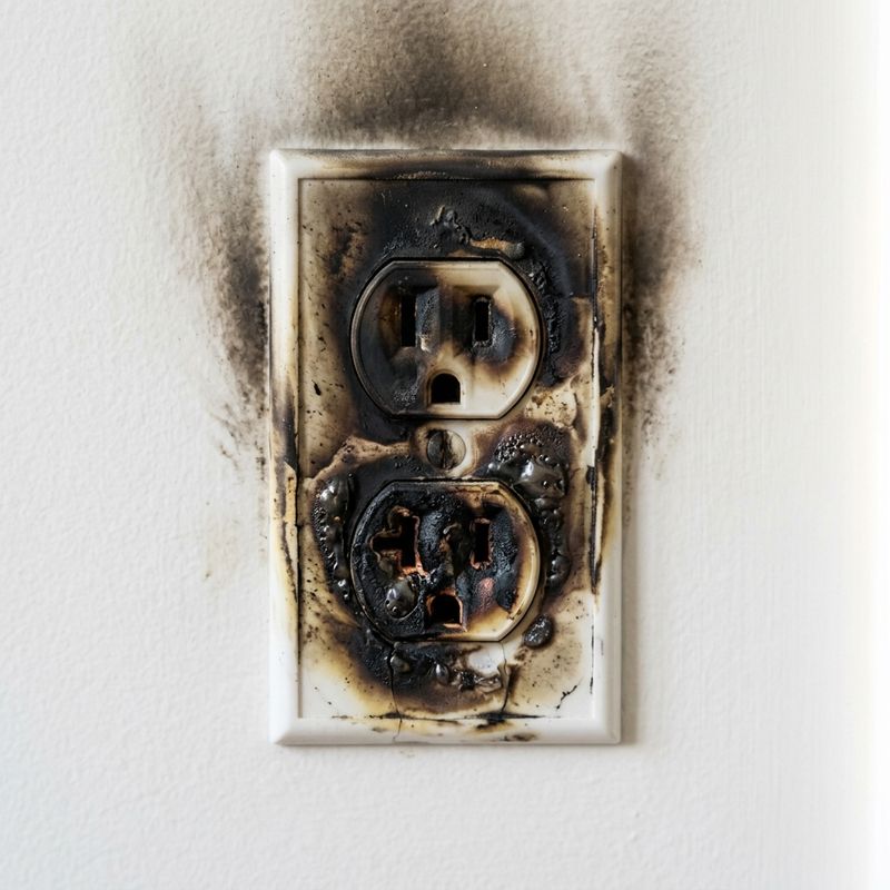 Burnt electrical outlet hazard