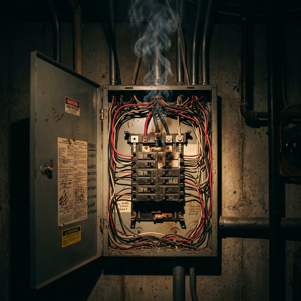 Smoking electrical panel
